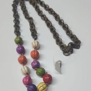 Multicolor Pumpkin Beaded Chain Necklace